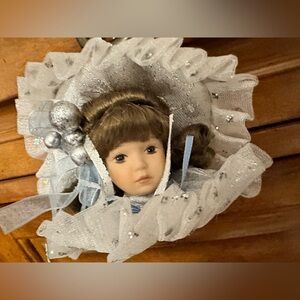 Charming Silver and White Holiday Doll Ornament